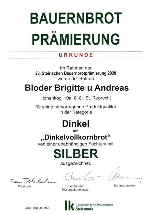 Dinkelvollkornbrot Silber_Scherbauer - Familie Bloder